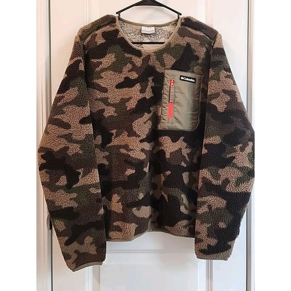 Columbia West Bend Fleece Crew sweatshirt Womens Size Large Camouflage Military